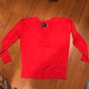 American Eagle Outfitters Bright Red V-Neck Sweater